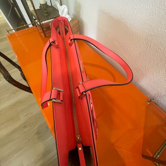 Kate Spade Talk The Talk leather parrot pink black red tote bag tropical tote - Picture 5 of 11